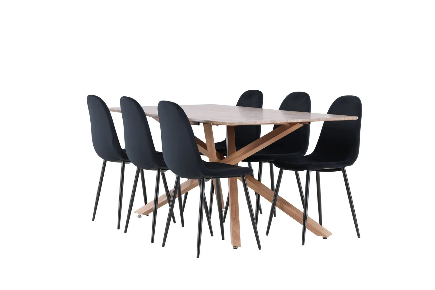 Piazza Matgrupp 180 cm Rektangulär med 6 Polar stolar - Mocca/Svart