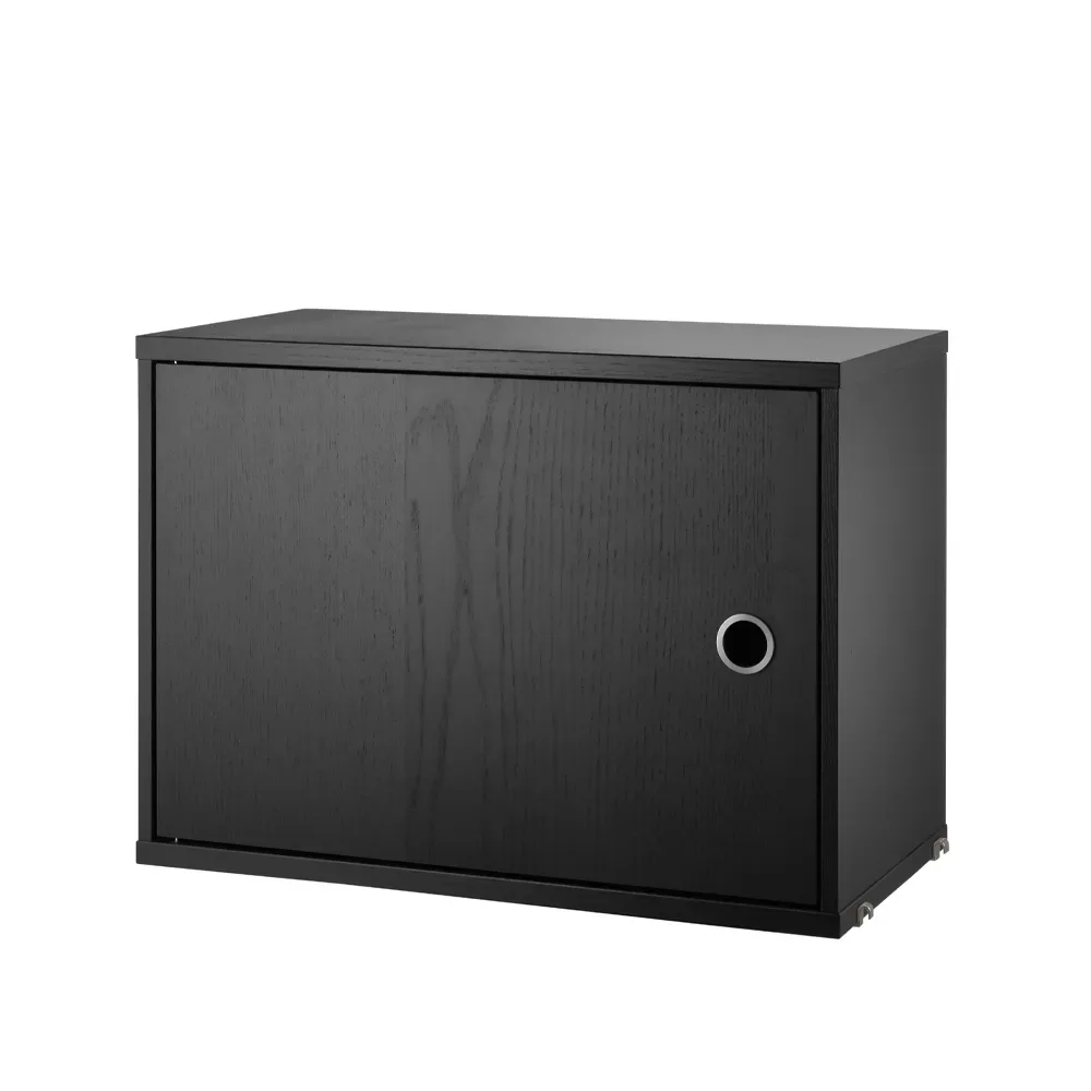 String String Schrank mit Tür Eschenholz schwarz gebeizt, 58x30 cm