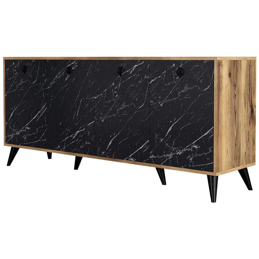 Konsole Yemek Walnuss 100% melaminbeschichtete Spanplatte B 180 H 80 cm