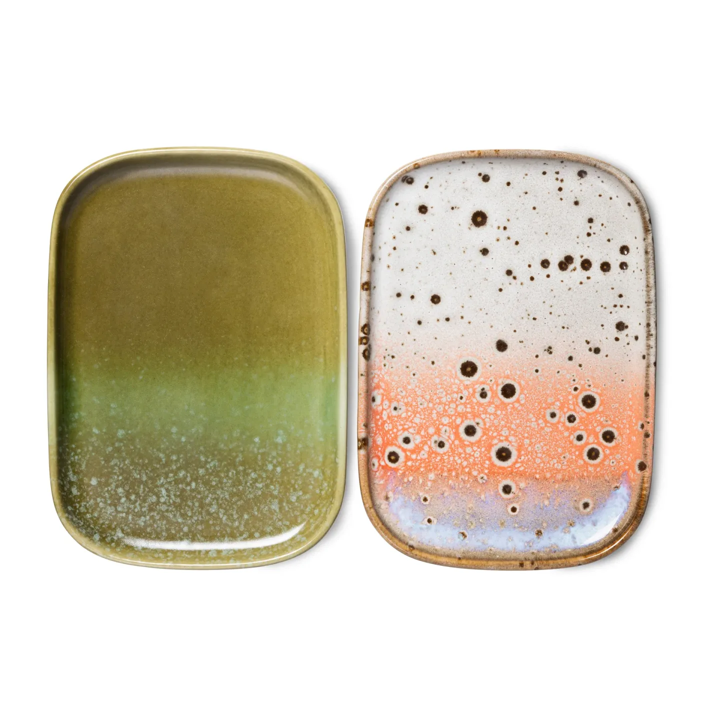 HKliving 70's Tablett klein 2er Pack Asteroids / Grass