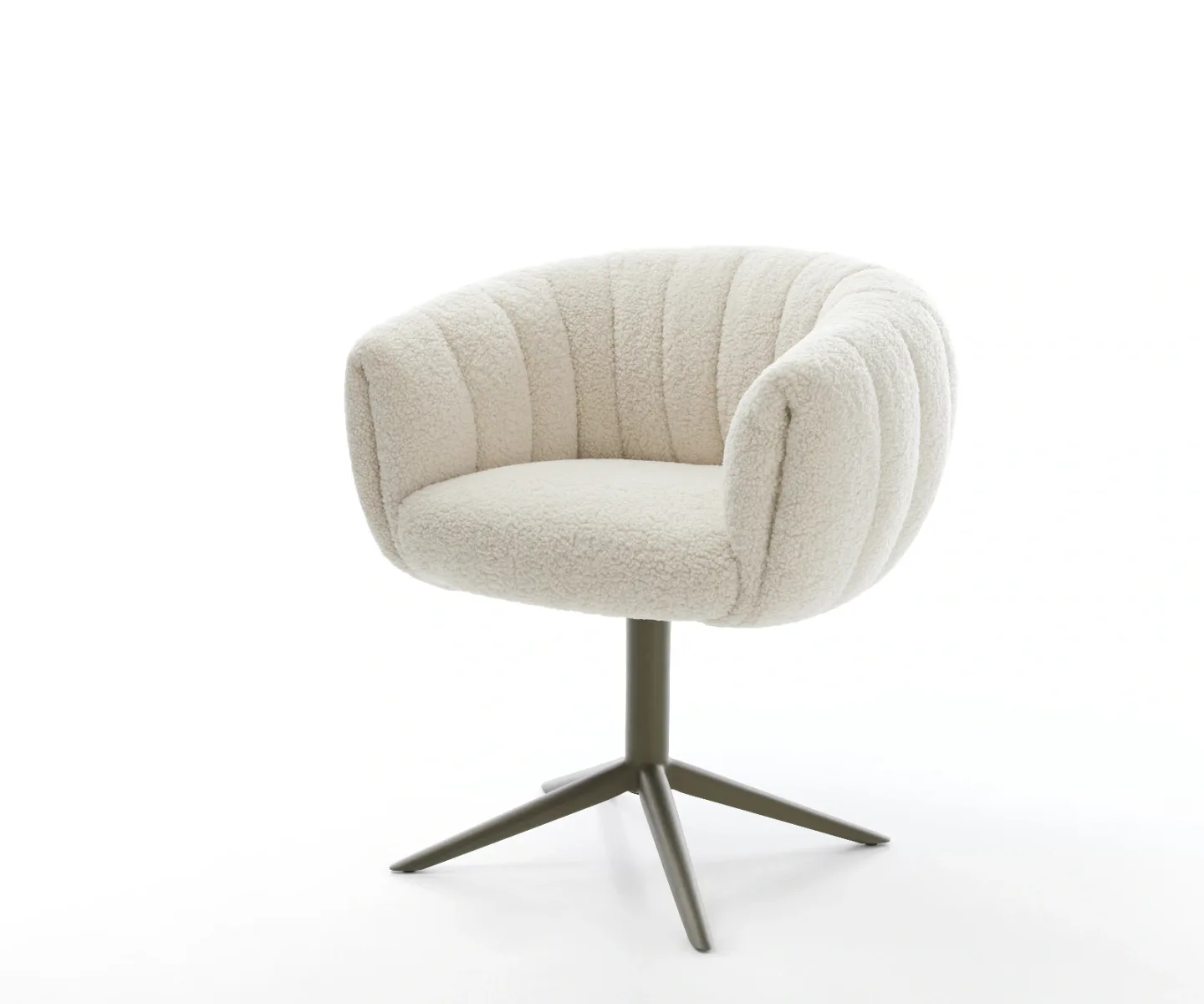Drehstuhl Jada-Flex Teddystoff Beige Fußkreuz Effektfinish Titan 360° drehbar Wippfunktion Taschenfederkern