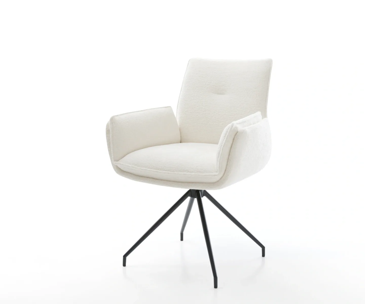 Esszimmerstuhl Nela-Flex Bouclé Soft Beige Kreuzgestell konisch Schwarz