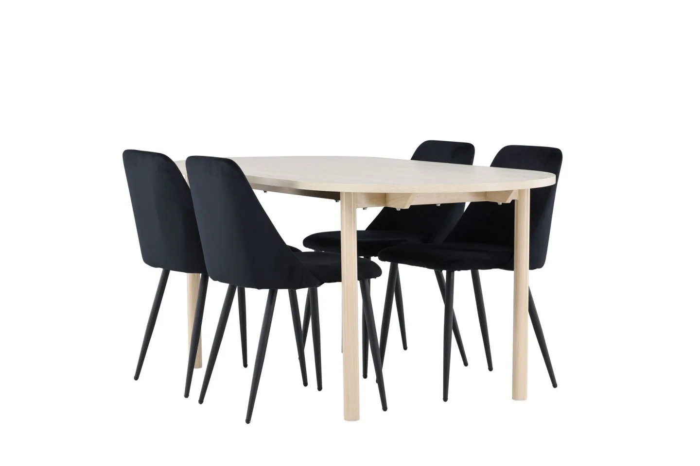 Andy Matgrupp 180 cm Oval med 4 Night stolar - Whitewash/Svart