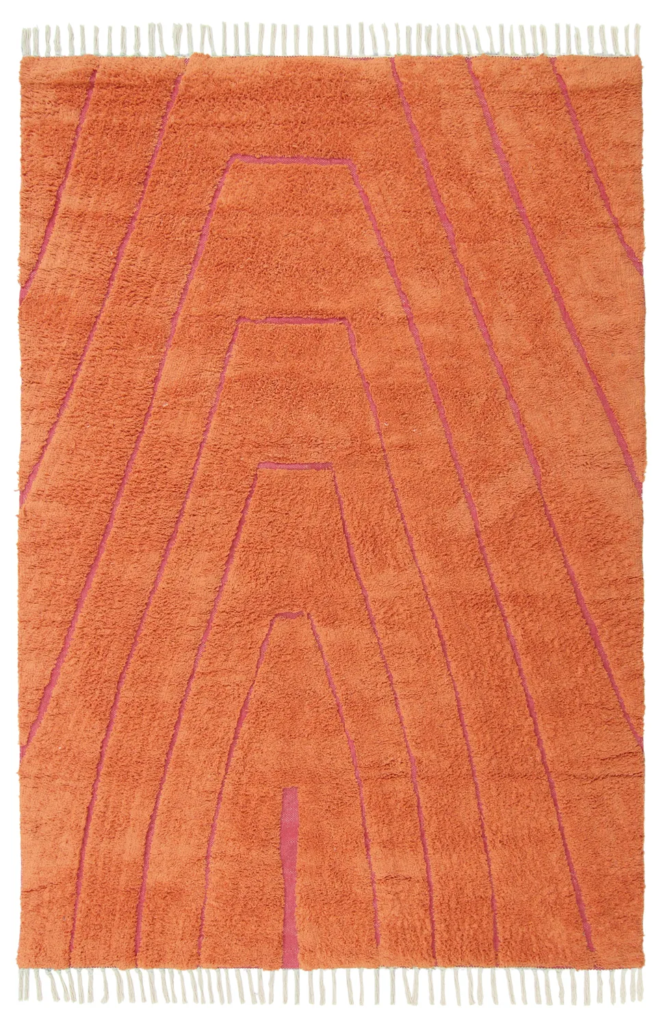 Ryetepper - Sivia Natural Cotton Shaggy (rød/oransje) (Størrelse: 160 x 230 cm)