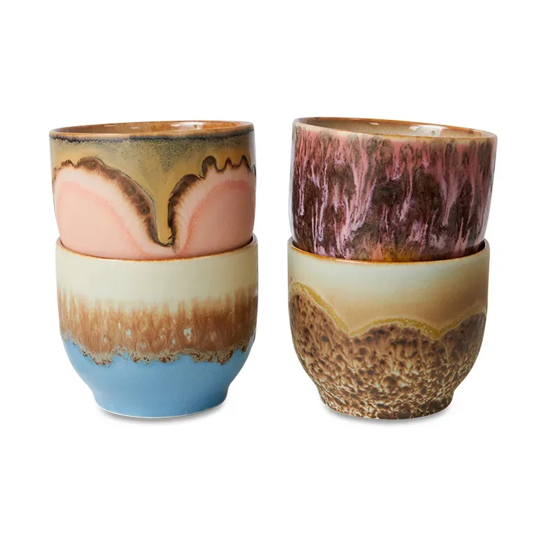 HKliving 70's Tasse 25 cl 4-er Pack Lagoon