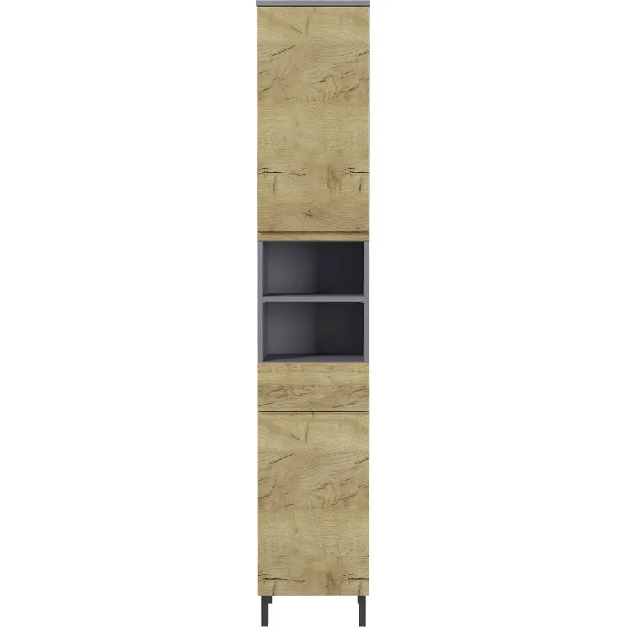 Badezimmerschrank Seanna eiche MDF B 34 T 34 H 190 cm