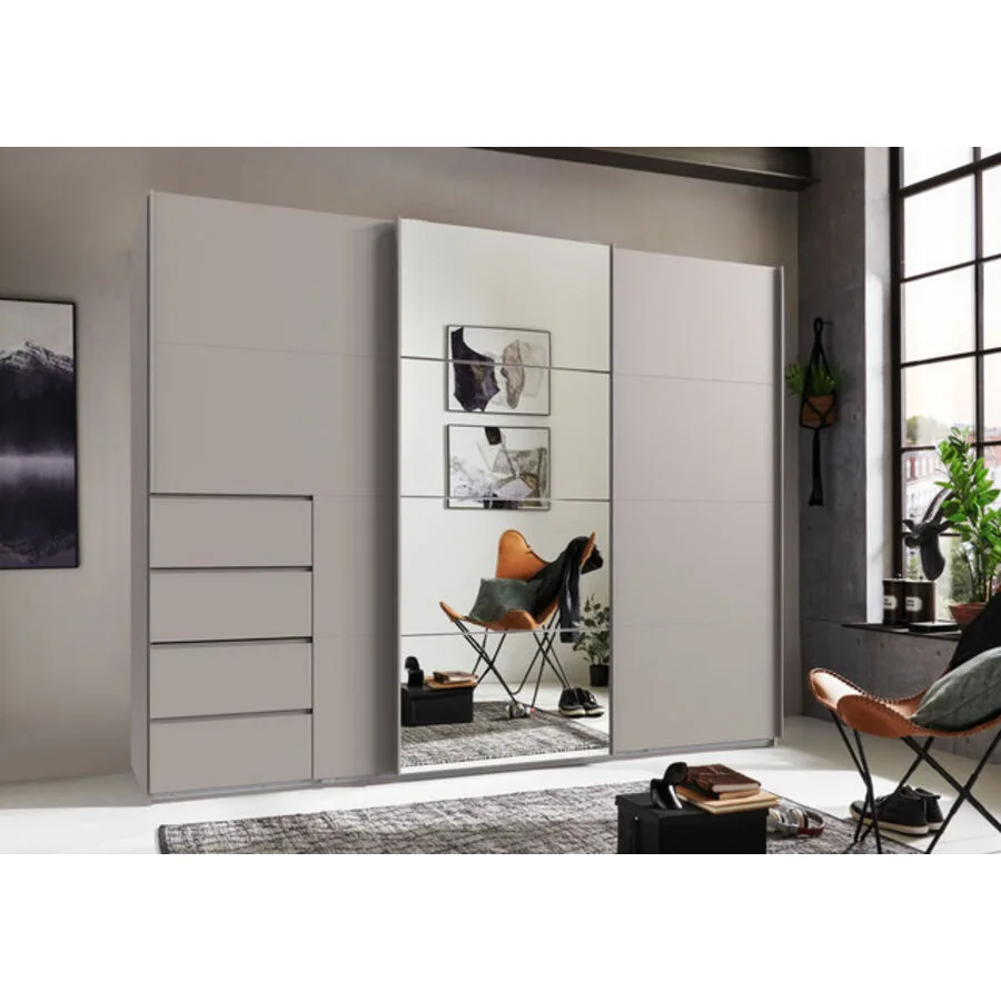 Kleiderschrank Cathy KASCHMIR, ABS. SPIEGEL GRIFFE KASCHMIR Mischholz B 270 cm