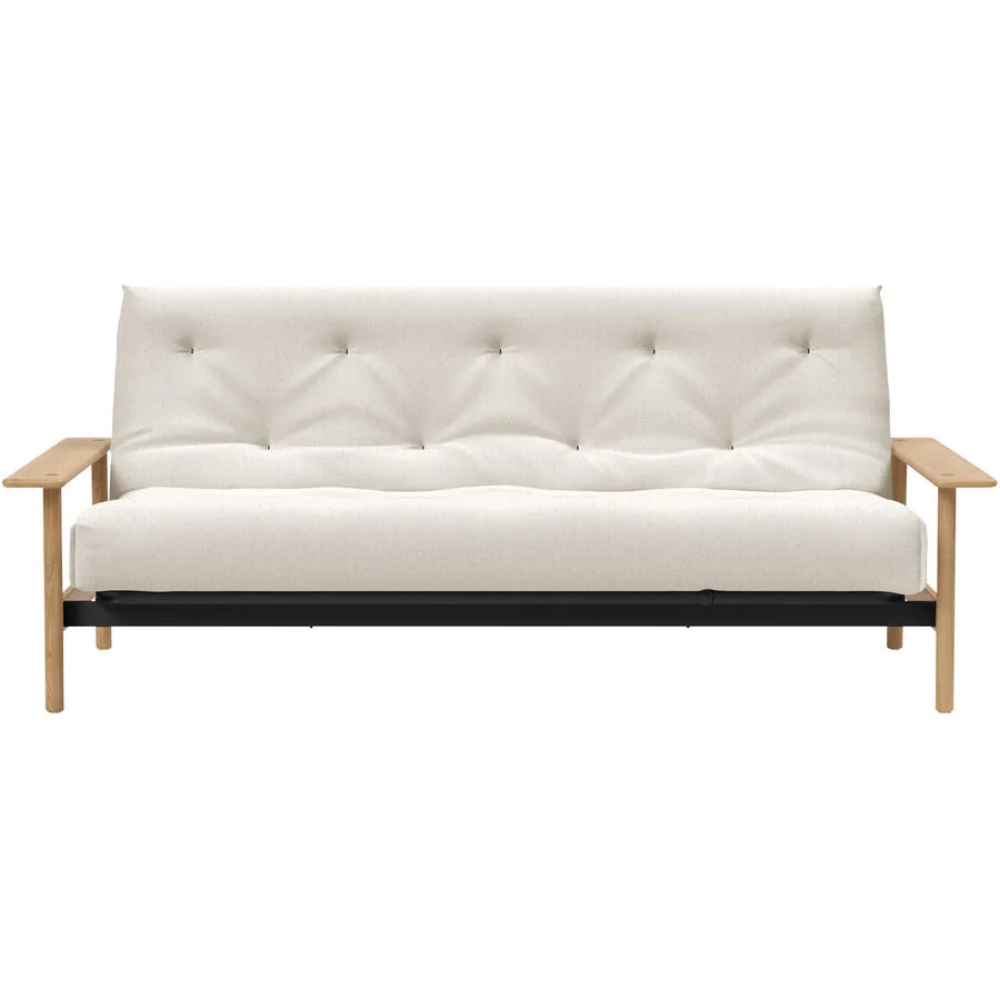 Innovation Bettsofa Kelani Offwhite, Natur Stoff, Holz, Metall B 230 T 100 cm Verstellbare Lehne