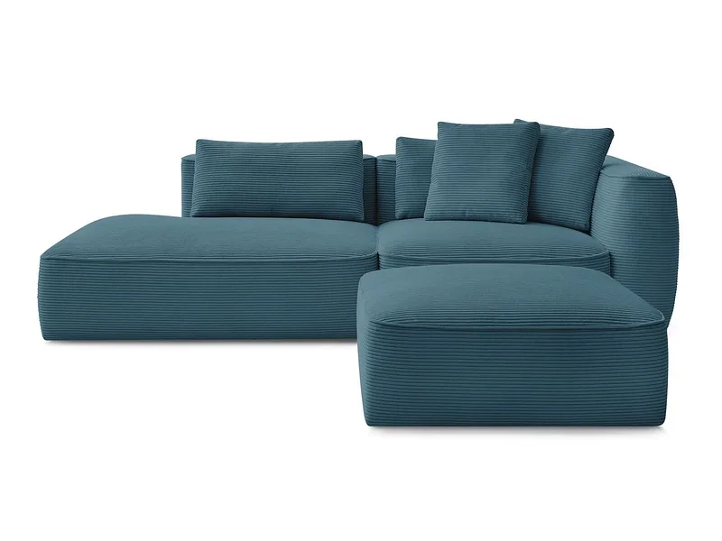 3er Sofa mit Hocker BOBOCHIC LEOPOLD Cord-Stoff hellblau