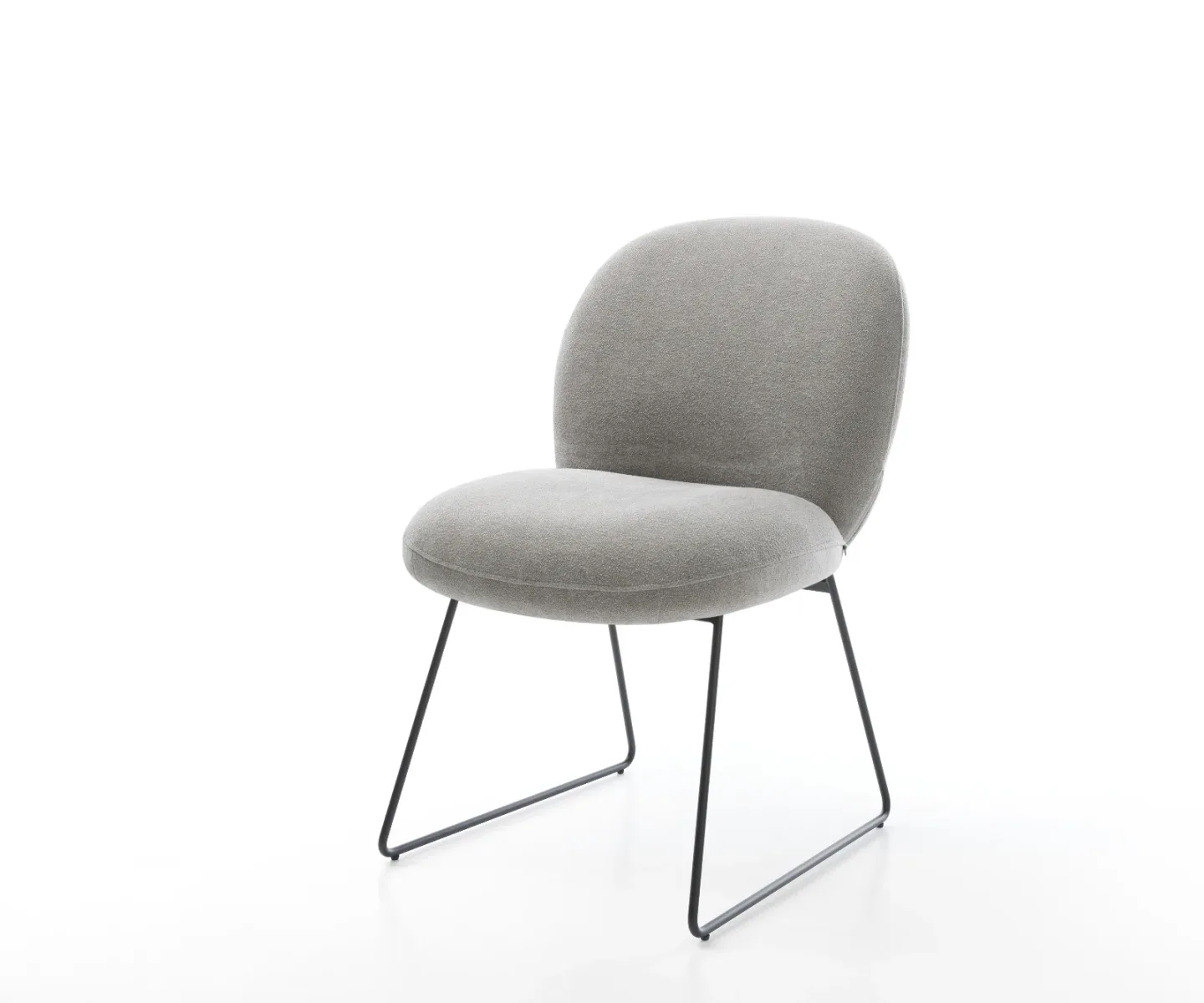 Esszimmerstuhl Nube-Flex Strukturstoff Soft Grau Kufengestell Schwarz Taschenfederkern