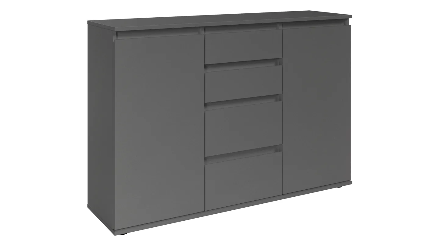 Kommode mit 4 Schubladen anthrazit 119 x 35 cm - 2-türig - BRESTA