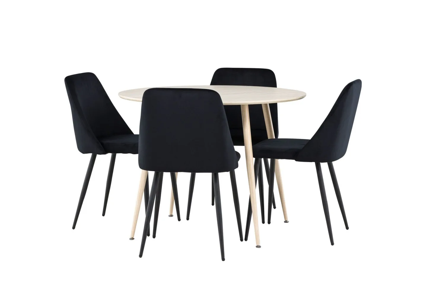 Plaza Matgrupp 100 cm Rund med 4 Night stolar - Whitewash/Svart