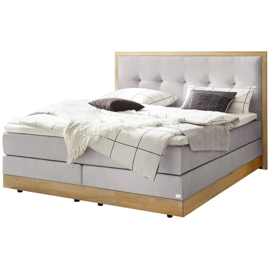 Hasena Boxspringbett Alba Light Grey Stoff 200 x 200 cm