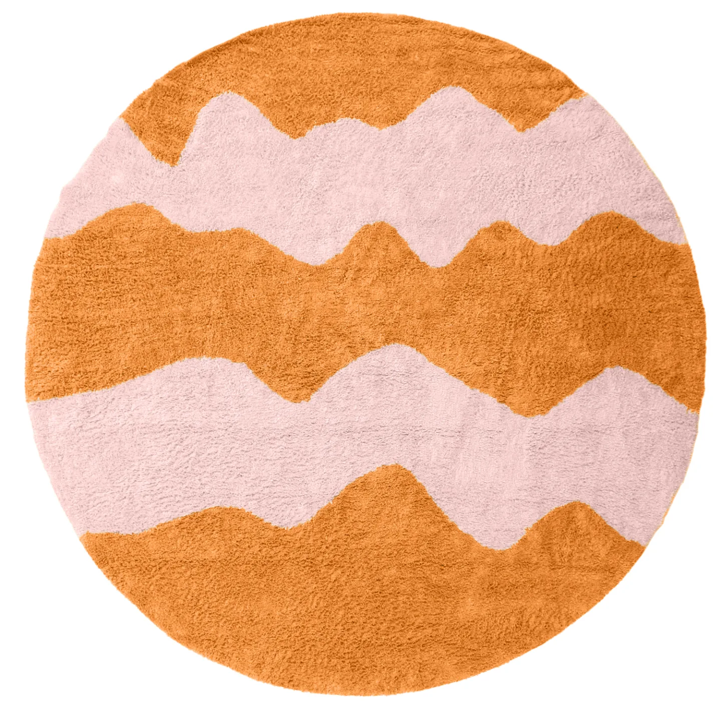 Rundt teppe - Amira Natural Cotton Shaggy (oransje/rosa) (Størrelse: Ø 200 cm)
