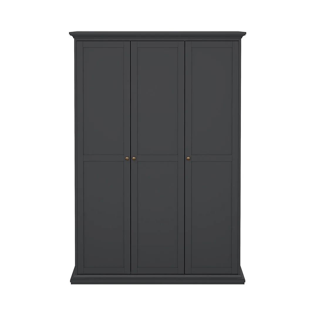 Venedig Kleiderschrank 3 Türen matt grau.