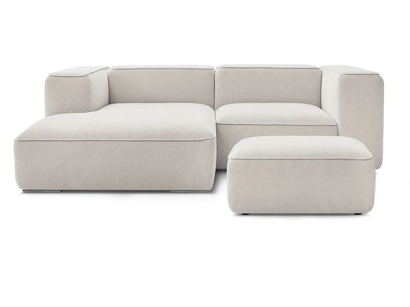 Ecksofa mit Hocker BOBOCHIC ZEPHYR Stoff mit Textur beige