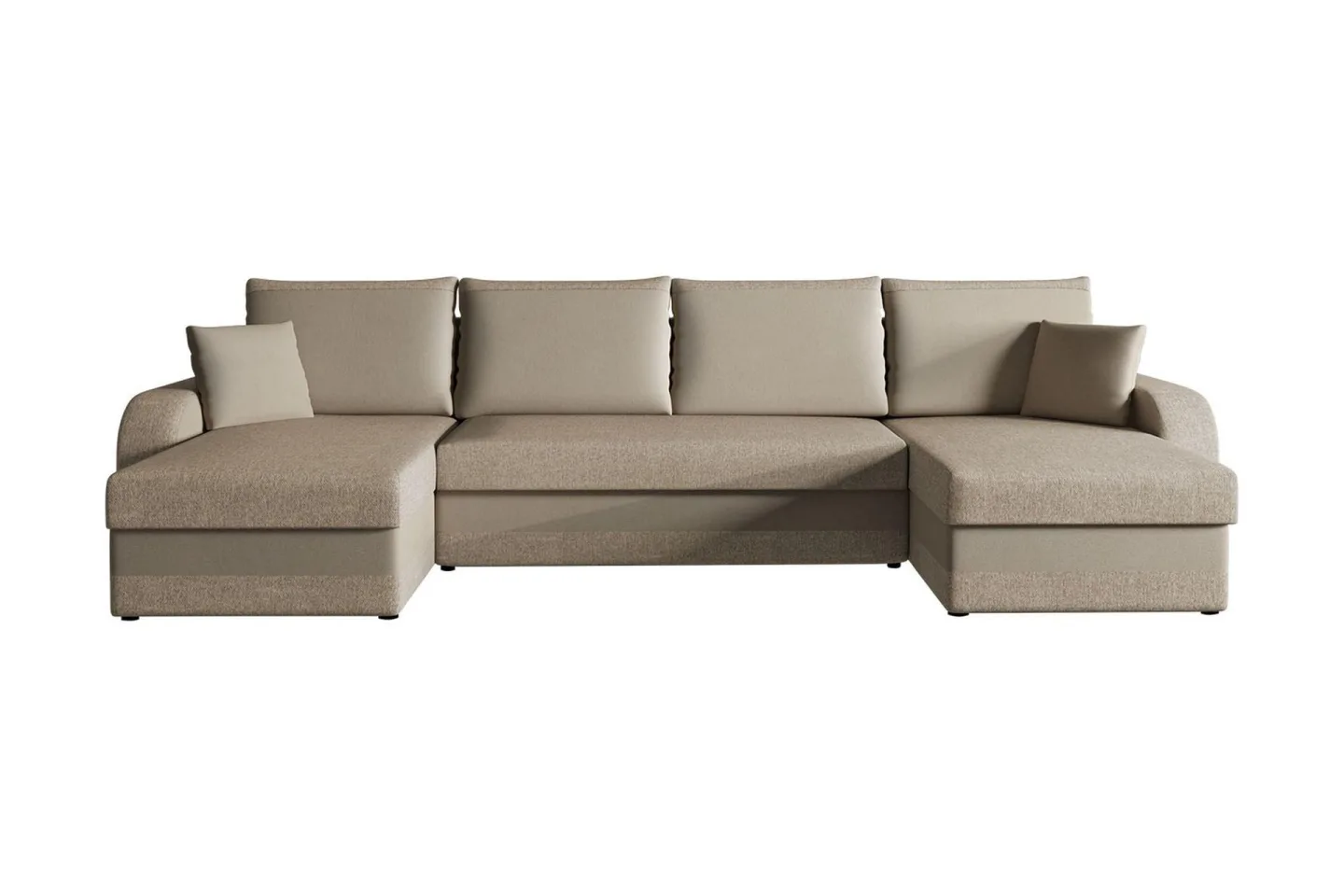 Alvared 4-sits Bäddsoffa med Dubbeldivan med Förvaring - Sammet/Beige