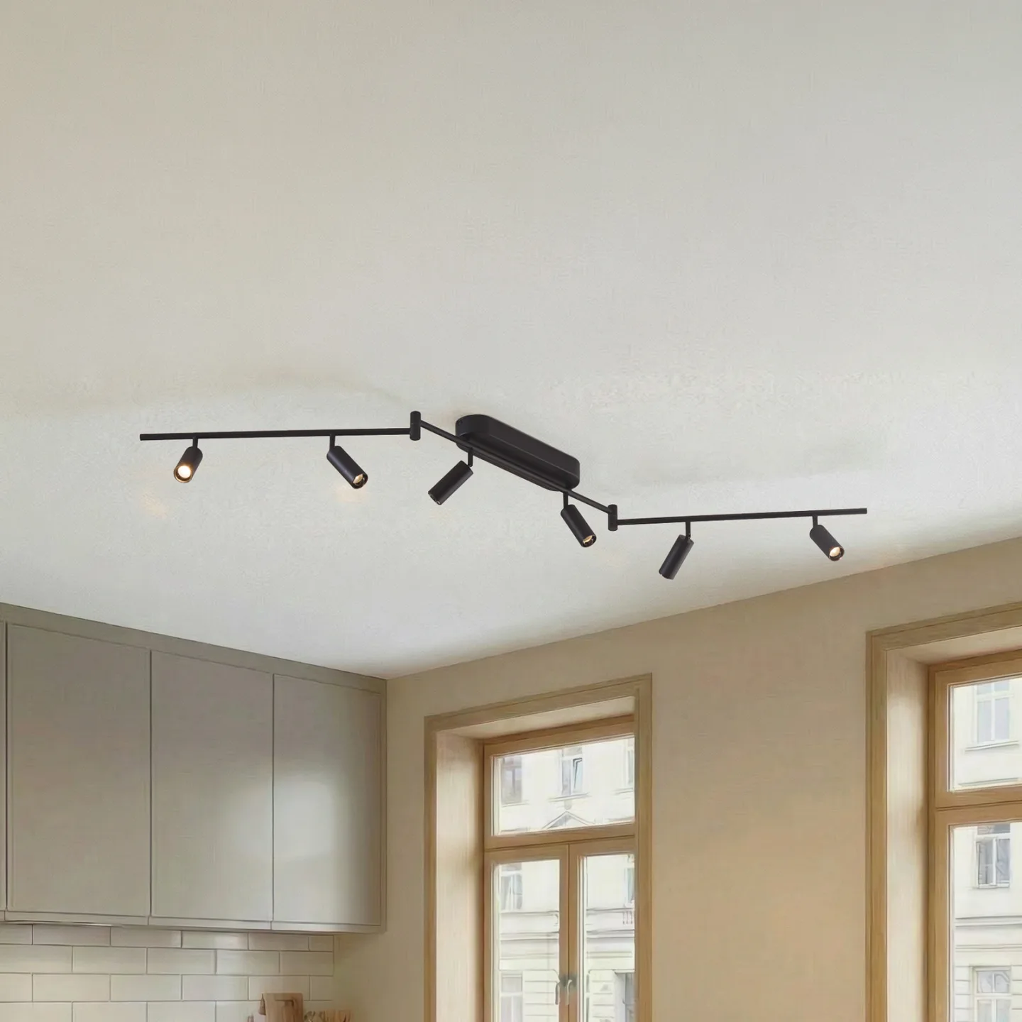 Eldrin LED-taklampe, 6 lyskilder, spotlights, svart - Lindby - Stue - Moderne - Metall - Med flere lyskilder