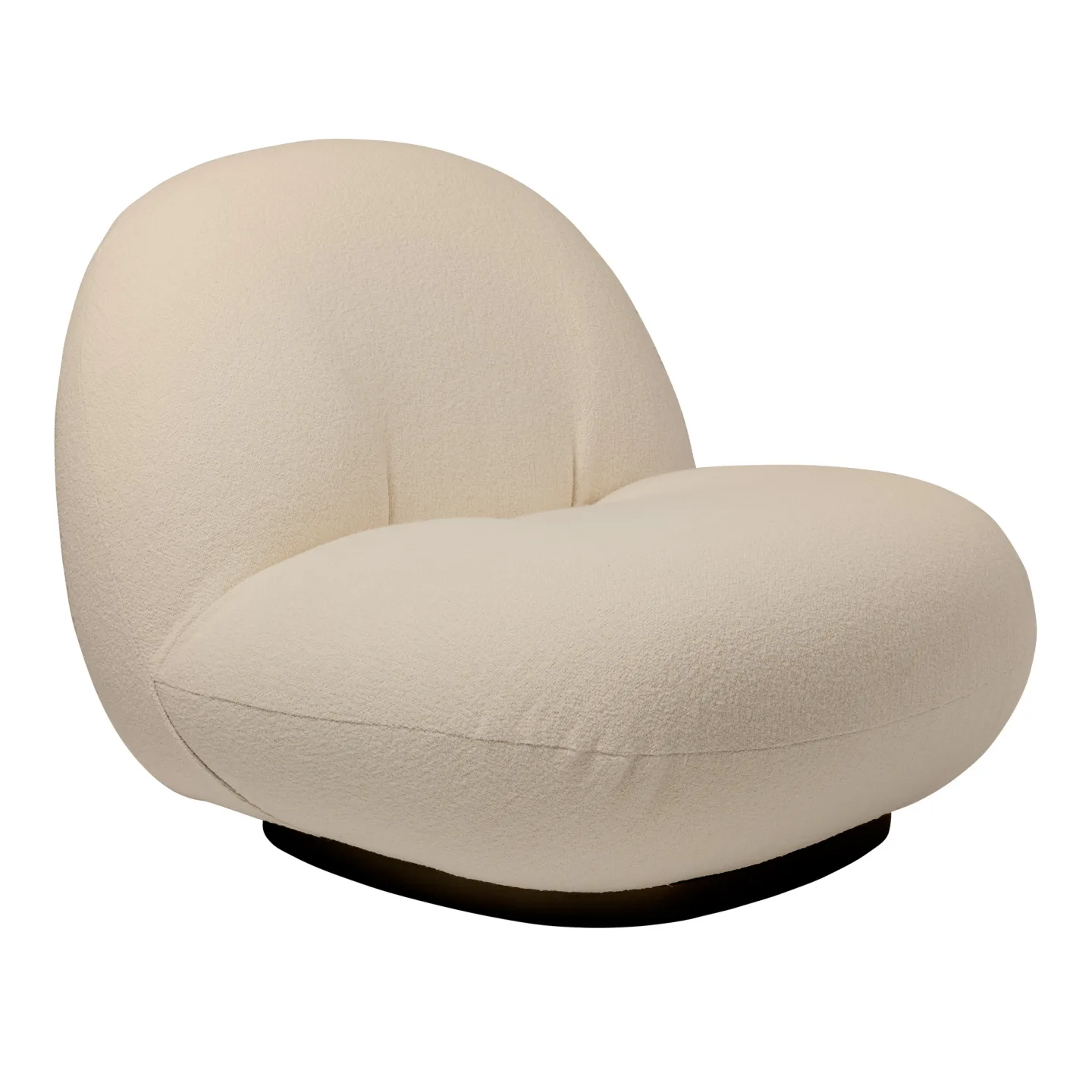 Gubi - Pacha Lounge Chair Fully Upholstered, Soft Black, Fabric Cat. 3 Gubi Harp 024 Ivory - Fåtöljer - Pierre Paulin - Vit - Metall/Textilmaterial