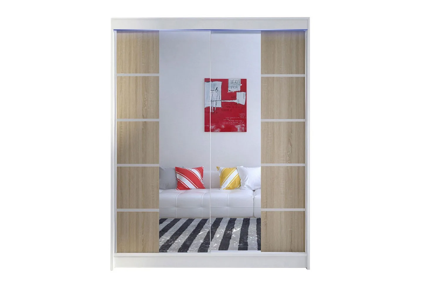 Pickering Garderob med Spegel 150x200 cm - Brun/Vit