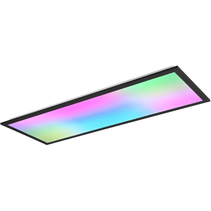 Deckenlampe Ateb Schwarz Metall 80 cm 5 cm - Farbe: Schwarz matt - LED - LED Energiesparlampen
