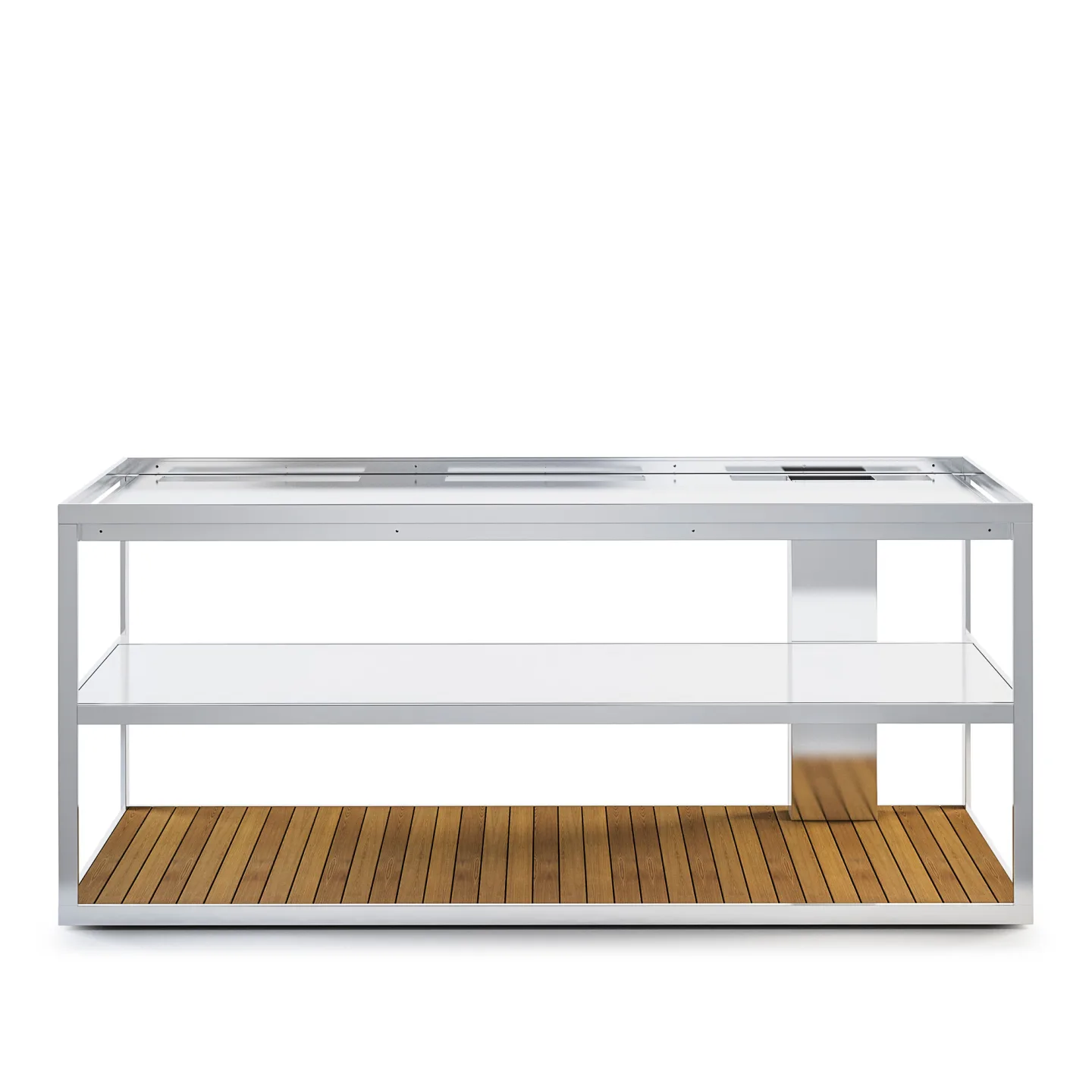 Röshults - Open Kitchen Frame 150, Brushed Stainless Steel, Teak Bottom - Utekök - Broberg & Ridderstråle
