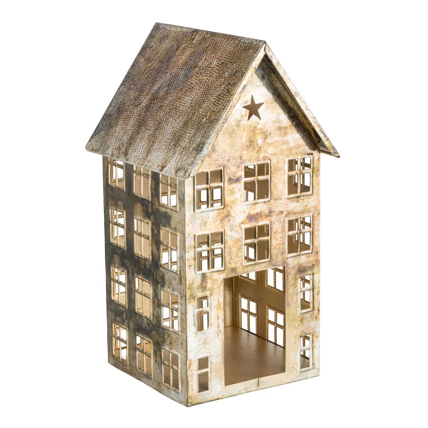 Gasper Windlicht Haus, Gold H: 40 cm | Schubiger Möbel