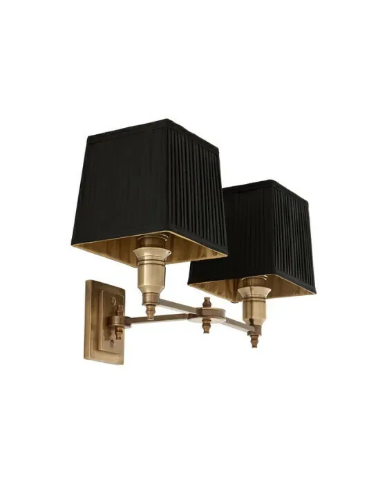 Lexington vägglampa dubbel mässing/svart