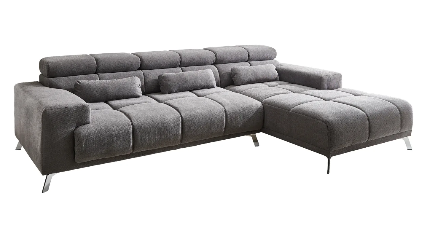 Ecksofa grau elektrisch ausfahrbar 285 cm - OT rechts - SPEED