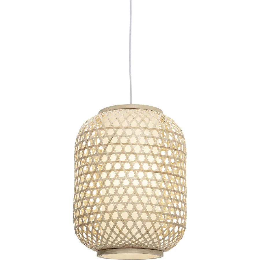 Pendellampe Soprana Braun/Weiss Bambus 30 cm 38 cm - Farbe: Nature/Weiss