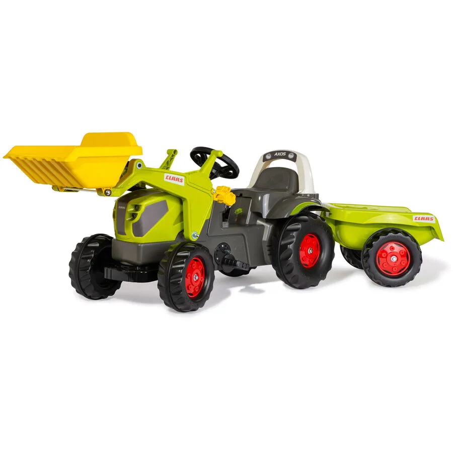 RollyKid Claas Axos 240 mit Anhänger Rolly Toys Grün Kunststoff - Farbe: Hellgrün/Grau