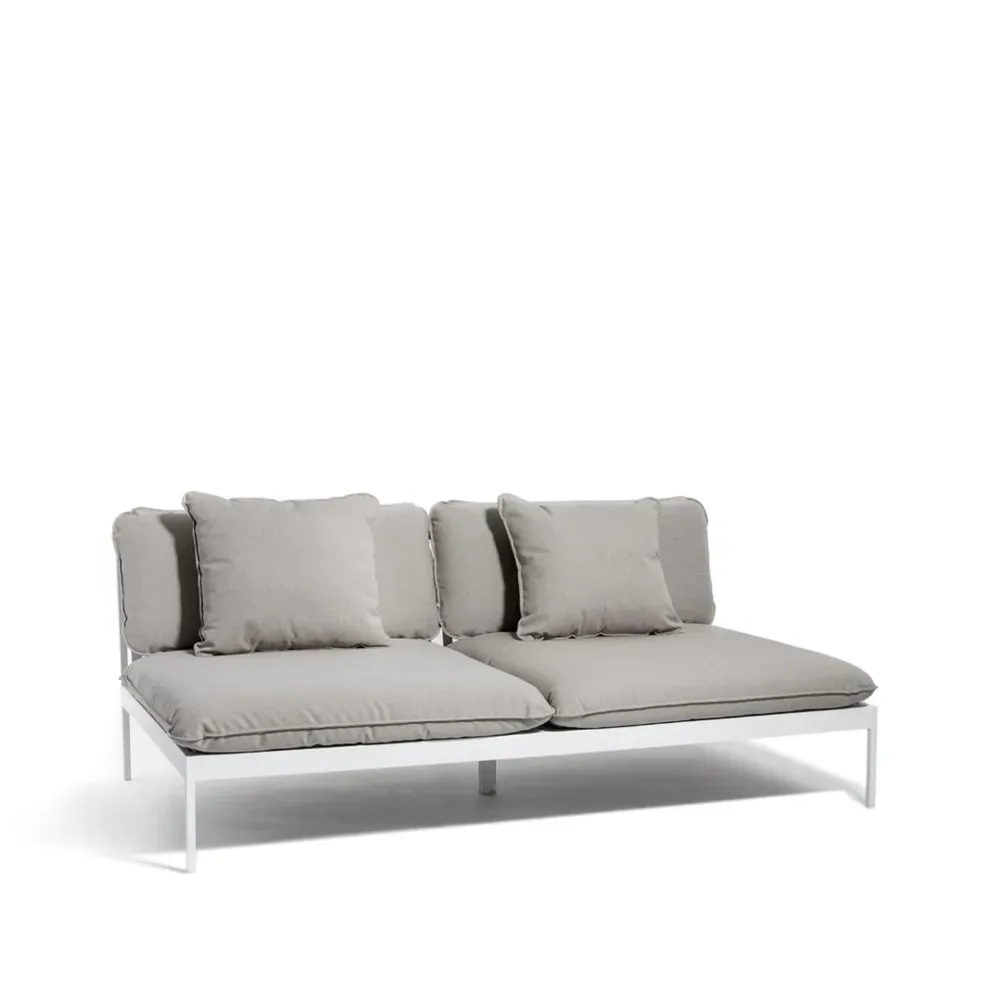 Skargaarden Bönan modulsoffa Sunbrella Sling light grey, 2-sits, ljusgrå aluminium ram