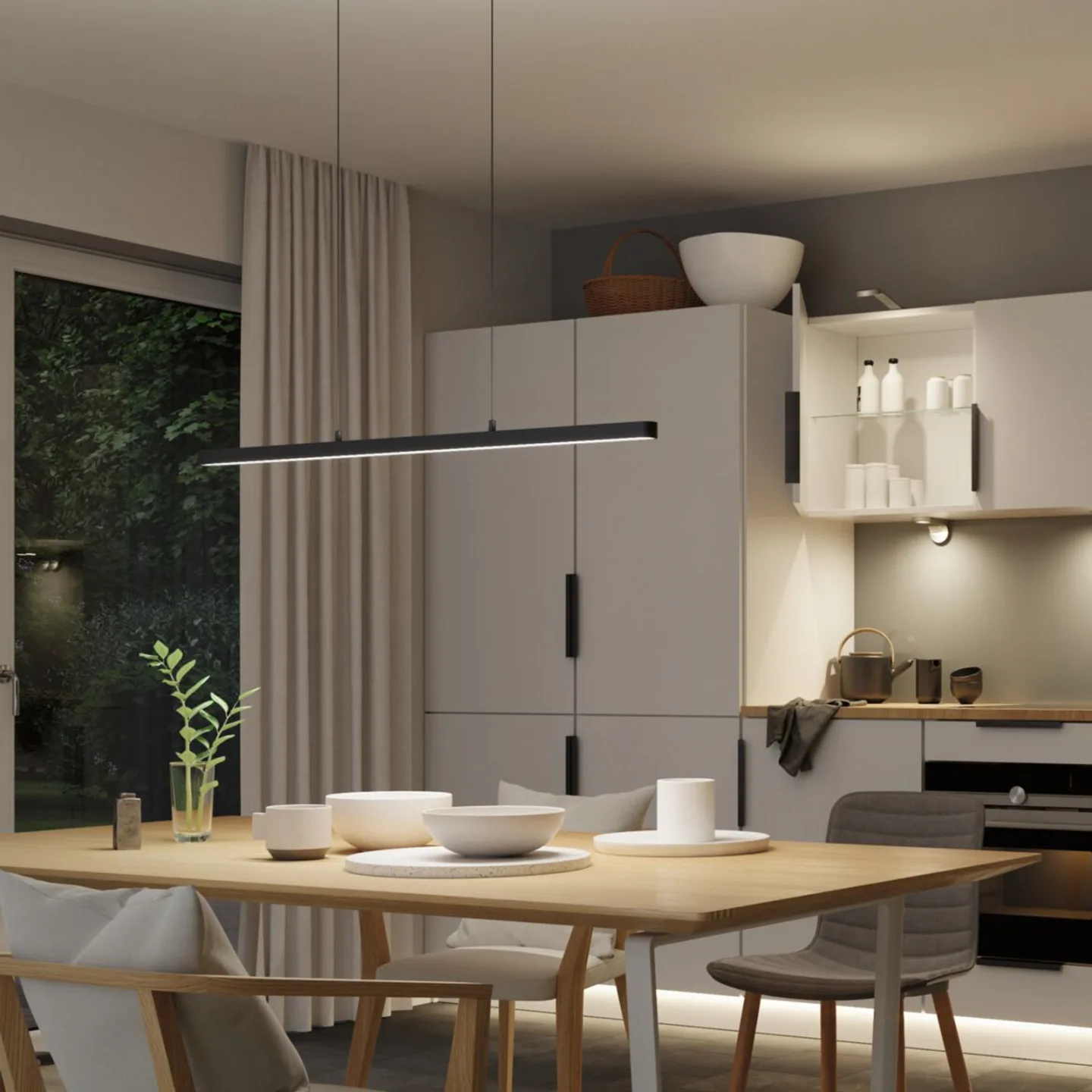Lento LED-Hängelampe, up/down, CCT, dim, schwarz - Paulmann - Wohnzimmer - Modern - Metall - Einflammig