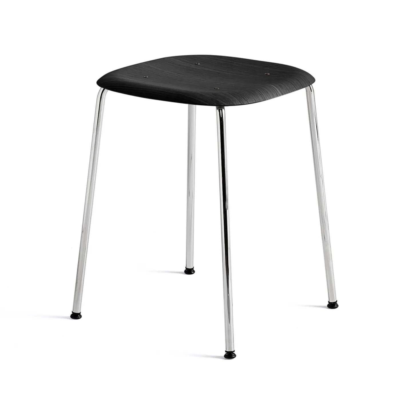HAY - Soft Edge 70 Black Water Based Lacq Oak Chrome Base - Pallar - Iskos-Berlin - Svart - Metall/Trä
