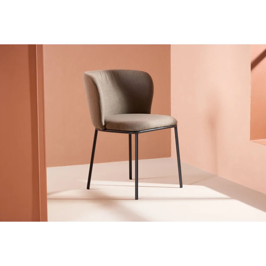 Stuhl 2er-Set Hus Braun Polyester-Leinen/Stahl