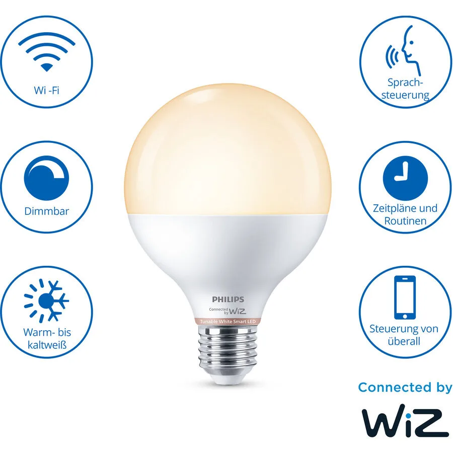 Leuchtmittel WiZ Kunststoff E27 4.7 W - Farbe: weiss - LED - Lichtfarbe: Extra warmweiss - Helles Neutralweiss