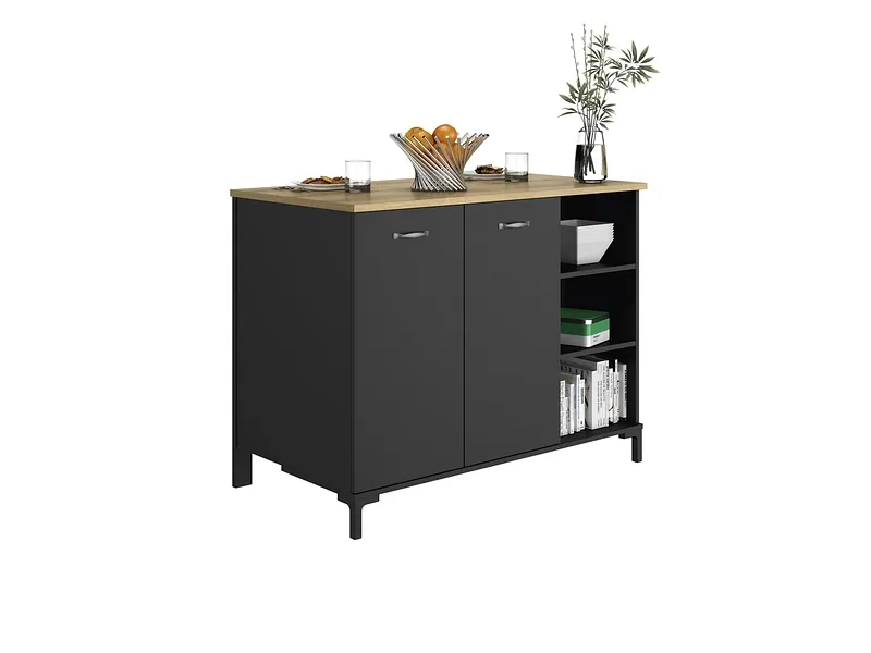 Kücheninsel MANCHESTER Spanplatte schwarz 120x60x93cm
