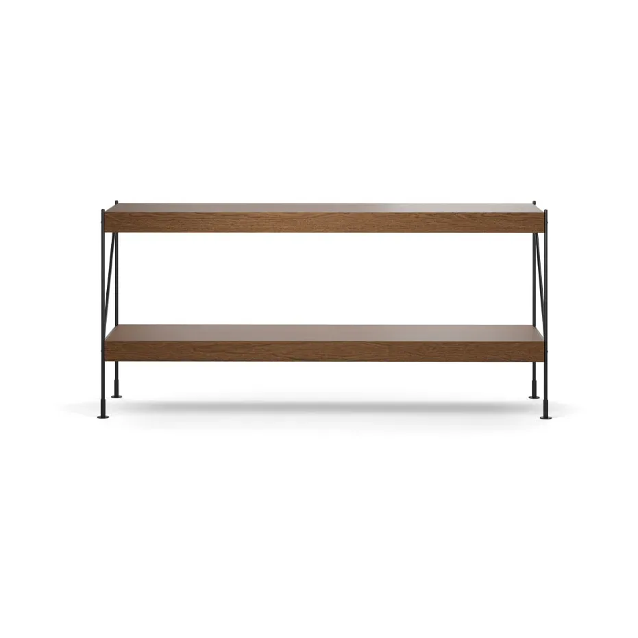 Audo Copenhagen Zet Regalsystem Oak dark stained, 1 x 2, black steel base