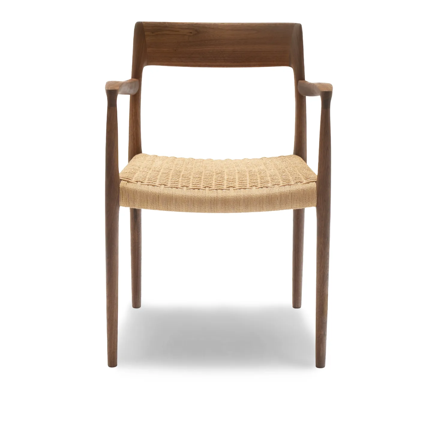 J.L. Møller - Model 57 dining chair Walnut, Oil, Natural Rope - Matstolar - Niels Otto Møller - Beige - Papper/Trä