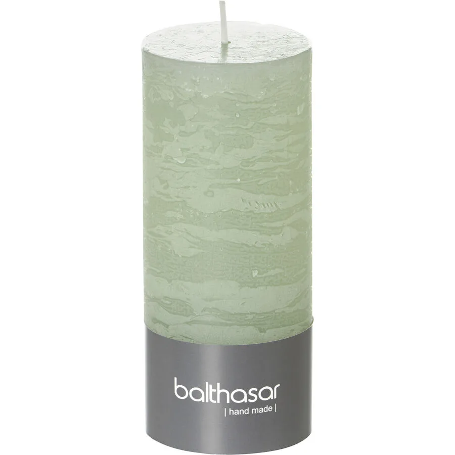 Balthasar Kerze Rustico hellgrün H14 cm D6 cm, Brenndauer 50h - Material: Wachs