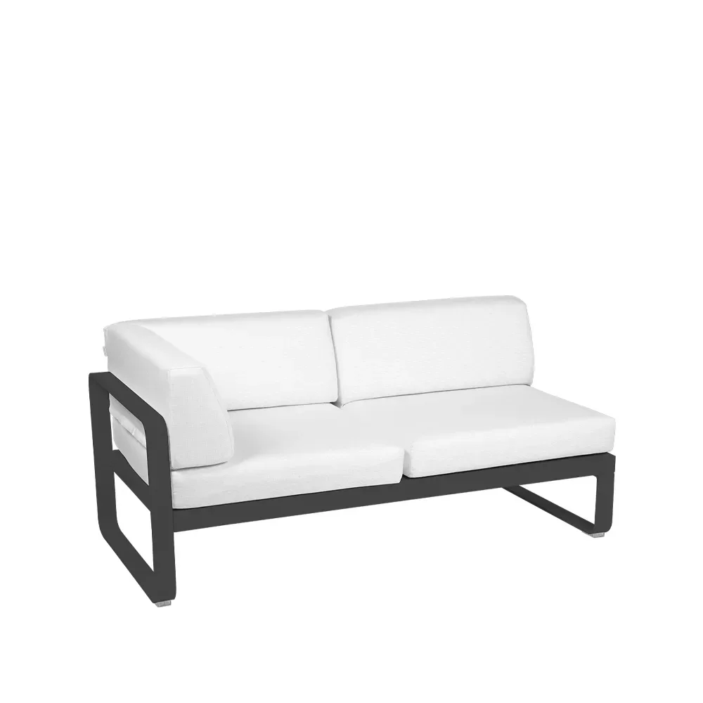 Fermob Bellevie Corner modulsoffa 2-sits Anthracite (grå), offwhite dyna, vänster