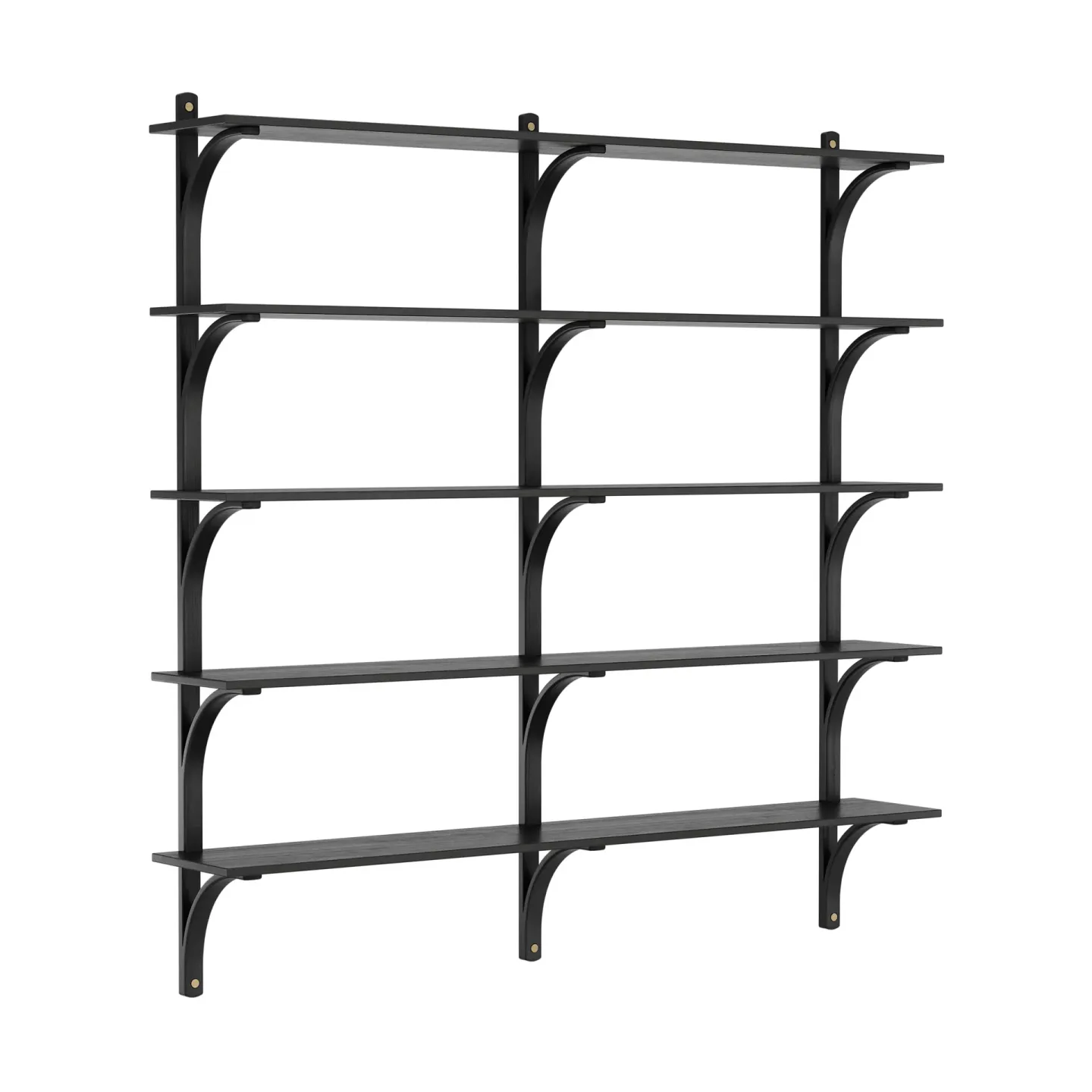 Swedese Levi Regal 5 Fachboden Schwarz lasiertes Esche-Messing, 180 cm
