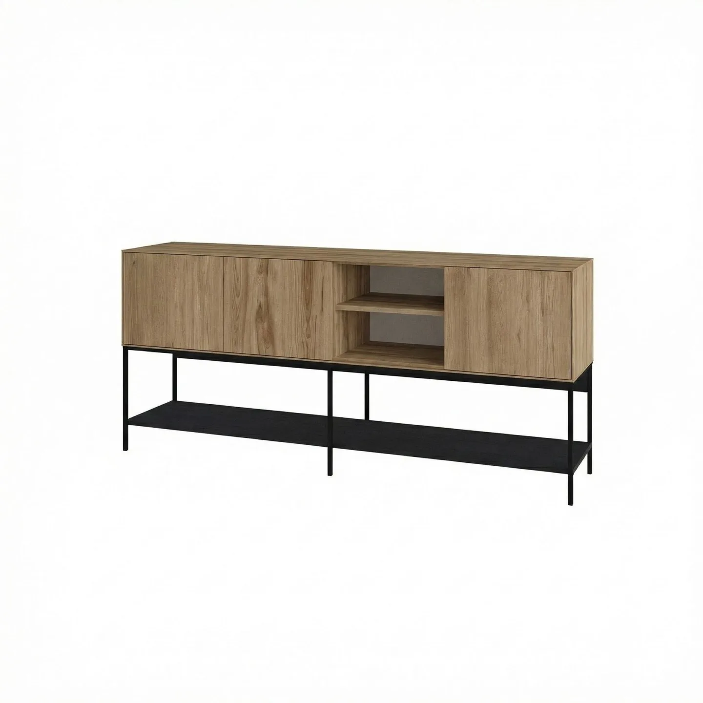 Kenvor Konsol 180x80x40 cm - Naturlig ek, Wood Black, svart