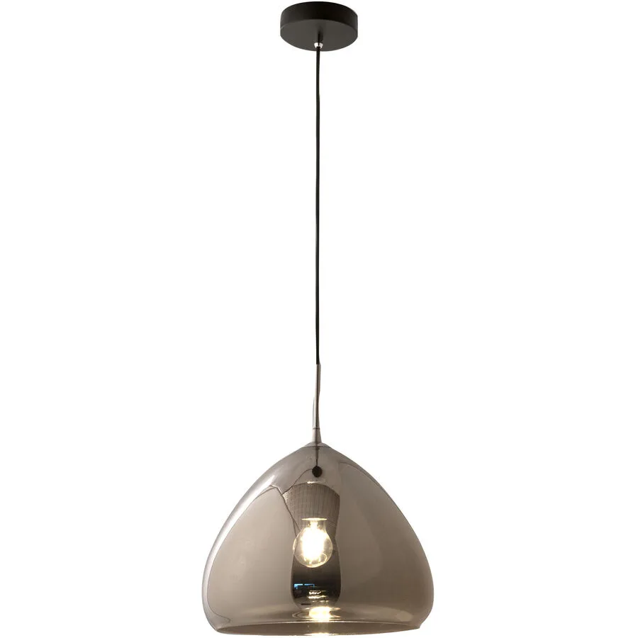 Pendellampe Ove Grau Glas/Metall 34.5 cm 200 cm - Farbe: verchromt - Material: Metall/Glas