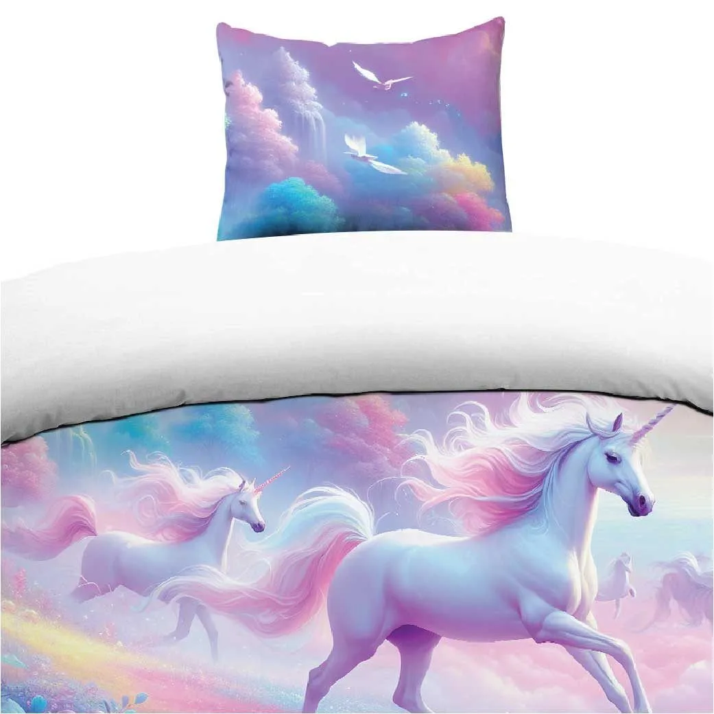 Påslakanset Enkelsäng 2-Dels Set Unicorns -