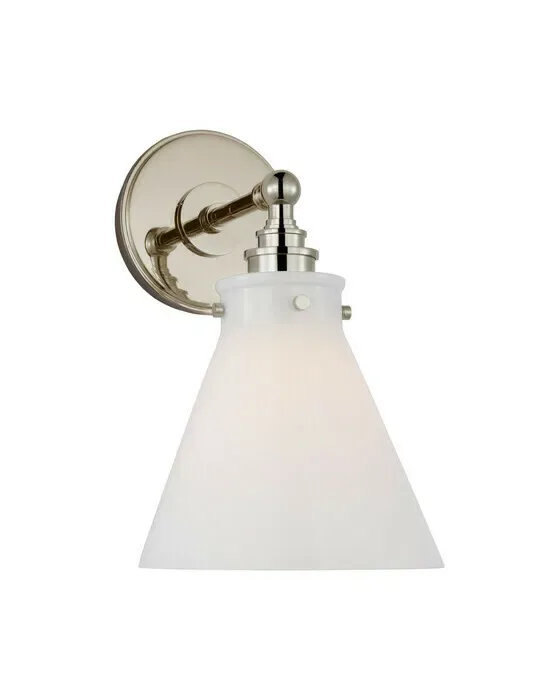 Parkington Small Single Wall Light Nickel/White glass