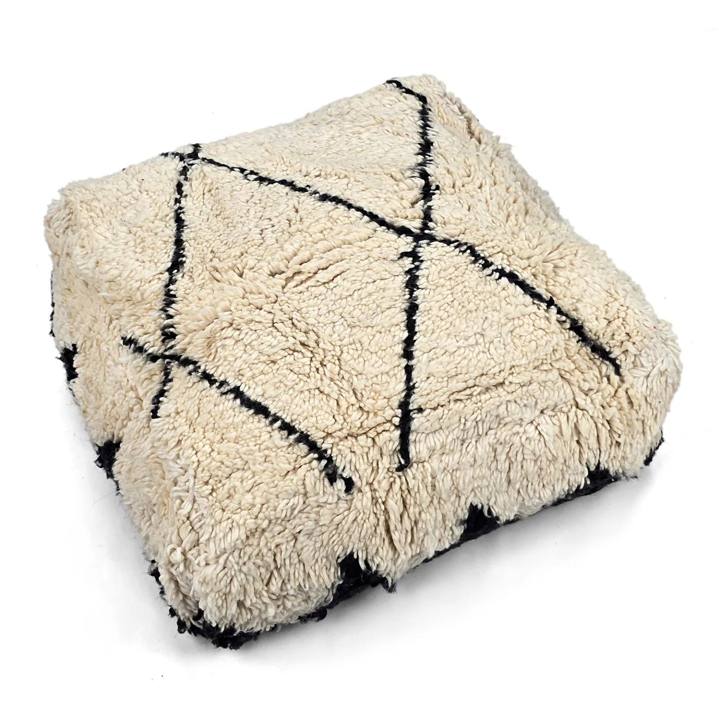 Sittepuff - Marokkansk Beni Ourain 100 (Størrelse: 60 x 60 cm)