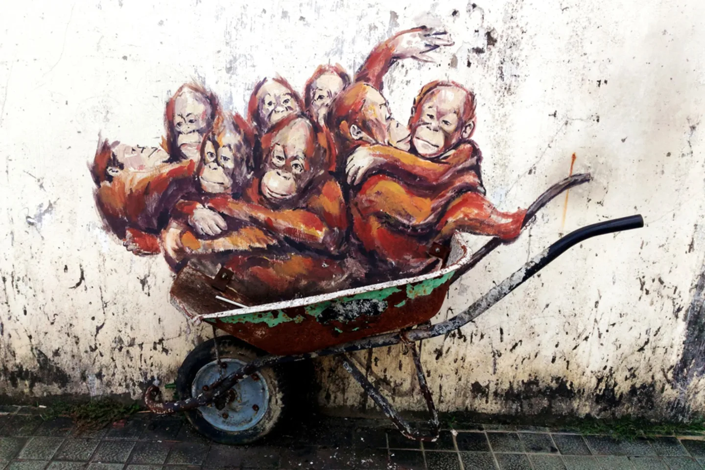 image LAND Alubild Street Art mit Orang-Utans | Schubiger Möbel