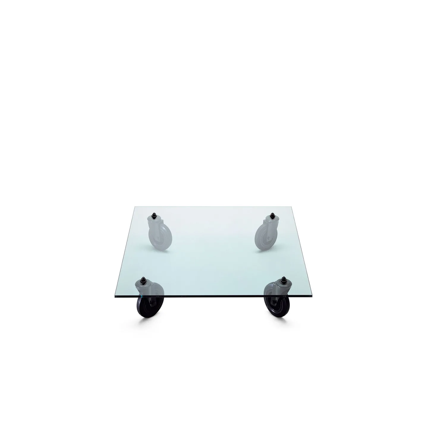 FontanaArte - Tavolo Con Ruote 100x100cm - Soffbord - Gae Aulenti - Transparent - Glas/Plast