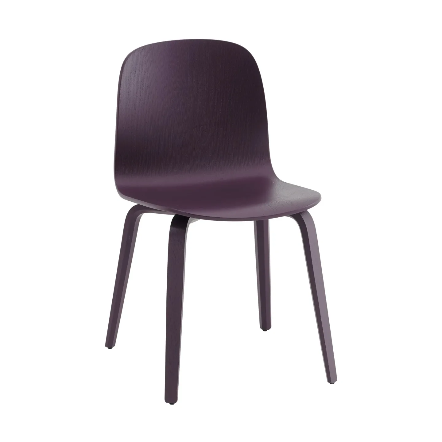 Muuto Visu Stuhl mit Holzgestell Dark plum